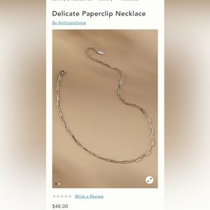 Anthropologie Delicate Paperclip Necklace